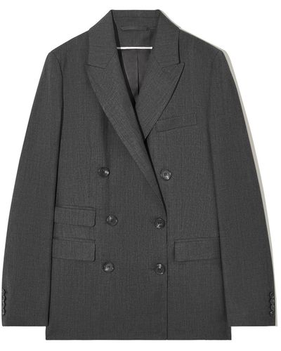 COS Double-breasted Wool Blazer - Gray