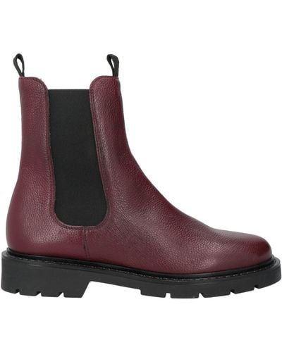 Carmens Burgundy Ankle Boots Leather - Purple