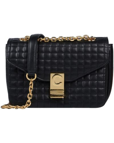 Celine C Small Quilted Leather Shoulder Bag - Black
