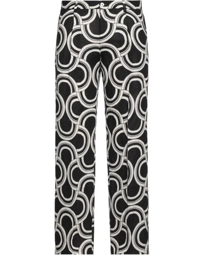 Dolce & Gabbana Pantalon 100% lin noir à motif blanc