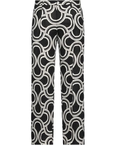 Dolce & Gabbana Pantaloni in lino 100% fantasia nero bianco