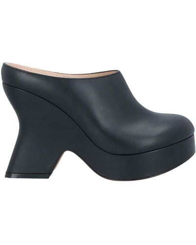 Loewe Terra Curved-heel Leather Heeled Mules - Black