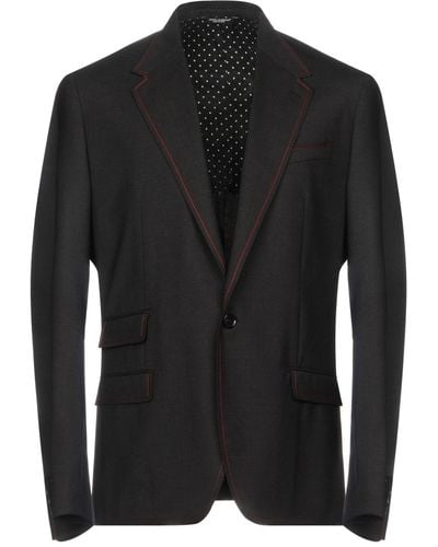 Dolce & Gabbana Dolce Gabbana Wool Slim Blazer Jacket - Black