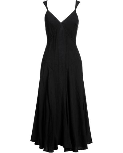 120% Lino Midi-Kleid - Schwarz