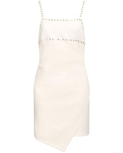 Pinko Cream Mini Dress Polyester, Elastane, Aluminum - White