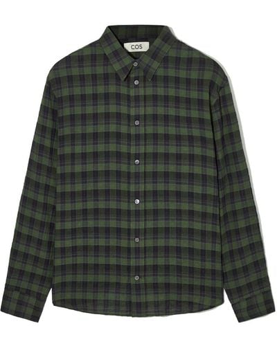 COS Textured Checked Shirt - Green