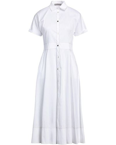 D.exterior Midi Dress Cotton, Polyamide, Elastane - White