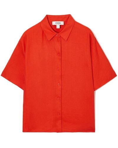 COS Short-sleeved Linen Shirt - Red