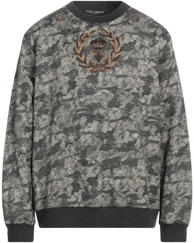 Dolce & Gabbana Military Sweatshirt Viscose, Cotton, Virgin Wool - Grey