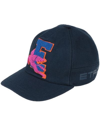 Etro Cappello da baseball in tela di lana con patch logo - Blu