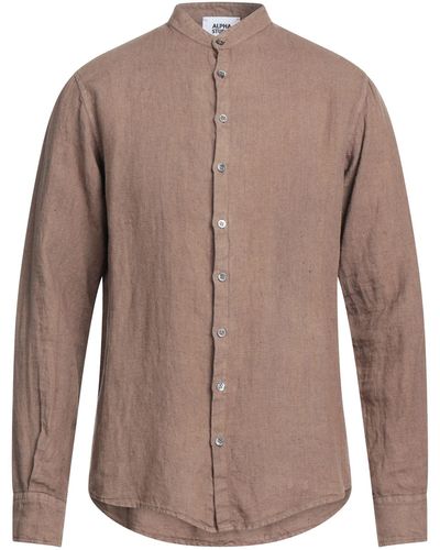 Alpha Studio Shirt Linen - Brown