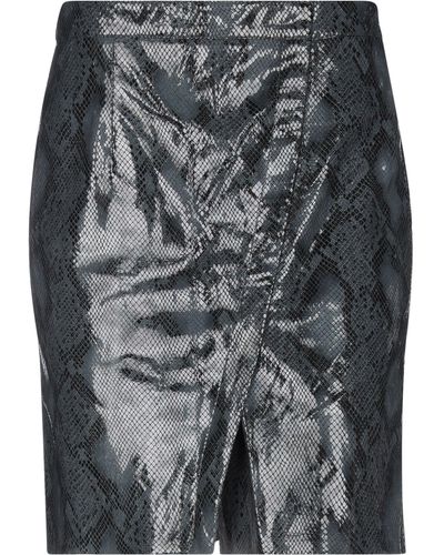 Vintage De Luxe Steel Mini Skirt Soft Leather - Gray