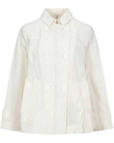 Geospirit Overcoat & Trench Coat - White