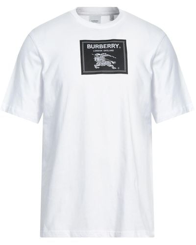 Burberry T-Shirt aus Stretch-Baumwoll-Jersey mit Logoapplikation - Weiß