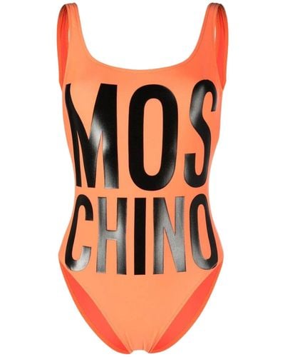 Moschino Badeanzug mit Logo-Print - Orange