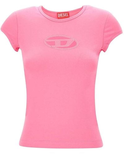 DIESEL T-Shirt mit Cutout-Logo - Pink