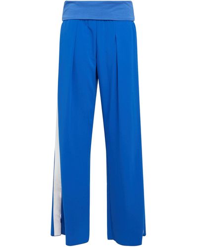 Manila Grace Pants Polyester, Elastane, Cotton - Blue
