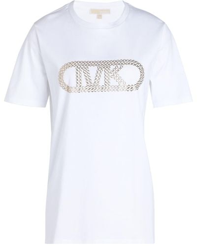 Michael Kors Camiseta de algodón orgánico con logotipo imperio de ojales - Blanco