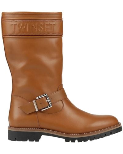 Twin Set Camel Boot Leather - Brown