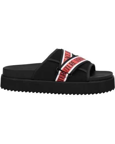 Versace Jeans Couture logo-print slip-on slides - Black