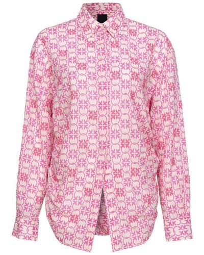 Pinko Camisa de muselina con monograma y bordado - Rosa
