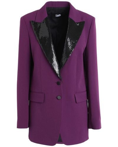 Karl Lagerfeld Blazer boutonné à détail de sequins - Violet