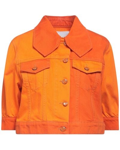 Ganni Organic Cotton-denim Jacket - Orange