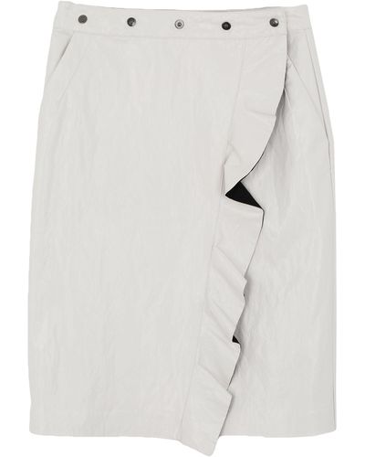 Nude Midi Skirt Polyurethane, Viscose, Polyester, Cotton, Metal - White