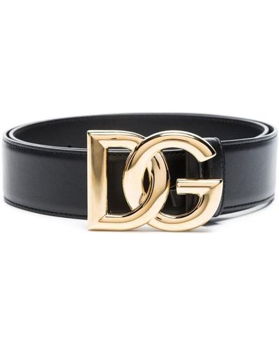 Dolce & Gabbana Cintura In Pelle Con Fibbia Logo - Nero