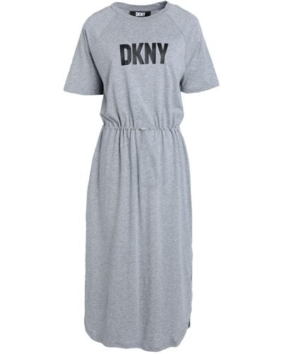 DKNY Vestido tipo camiseta con cordones y logo estampado - Gris