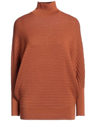 Agnona Rust Turtleneck Wool, Silk - Orange
