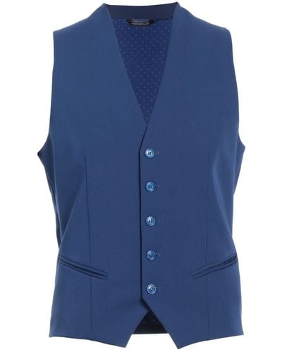 Grey Daniele Alessandrini Tailored Vest - Blue