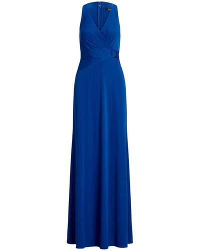Lauren by Ralph Lauren Stretch Jersey Surplice Gown - Blue