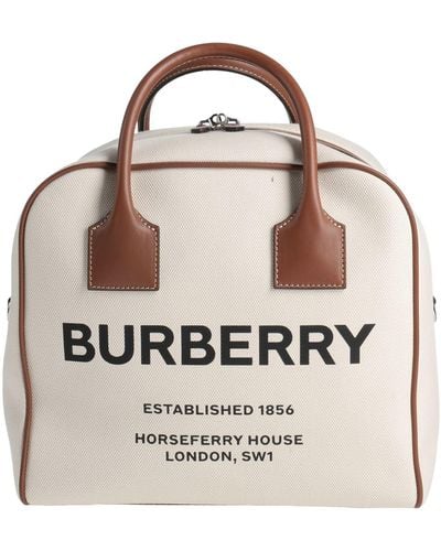 Burberry Off Handbag Cotton, Polyurethane, Calfskin - Natural