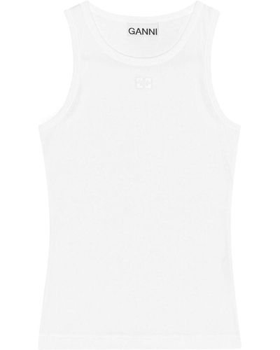 Ganni Camiseta de tirantes - Blanco