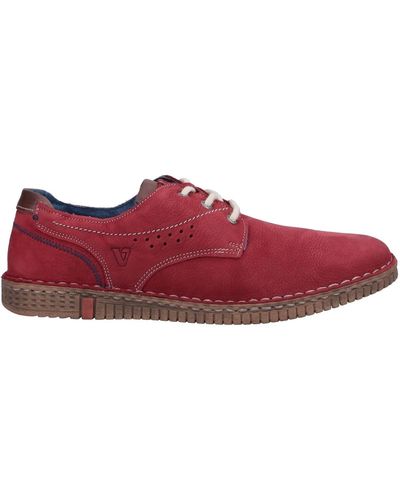 Valleverde Burgundy Lace-Up Shoes Soft Leather - Red
