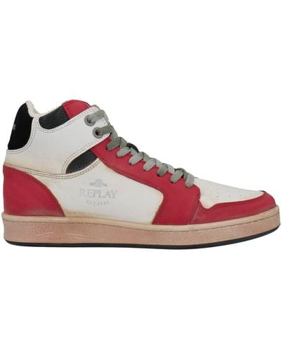 REPLAY Men TrainersEU44 Leisure Casual Logo Laced Sneakers White Red