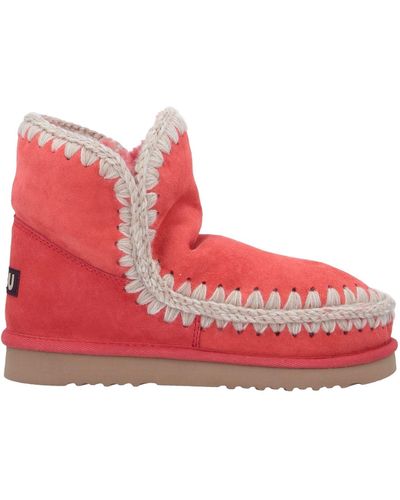 Mou Coral Ankle Boots Shearling - Red