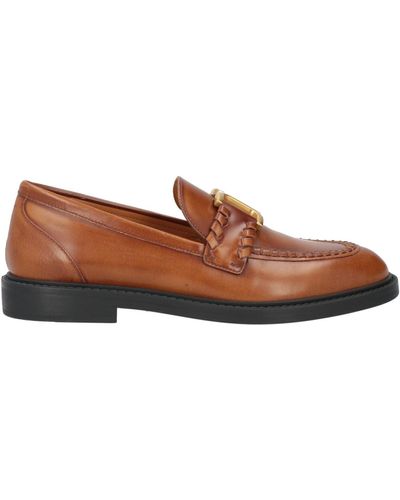 Chloé Tan Loafers Leather - Brown