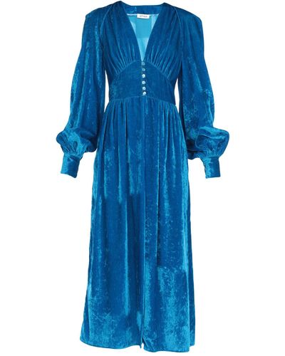 The Attico Velvet Robe Dress - Blue