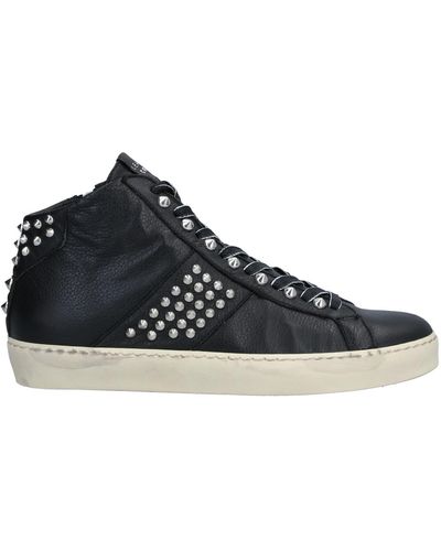 Leather Crown Sneakers - Nero