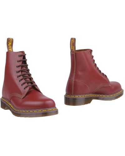Dr. Martens Burgundy Ankle Boots Soft Leather - Red
