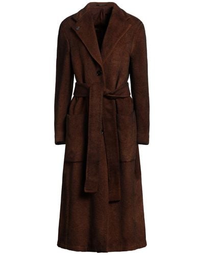 Gabriele Pasini Dark Coat Alpaca Wool, Virgin Wool - Brown