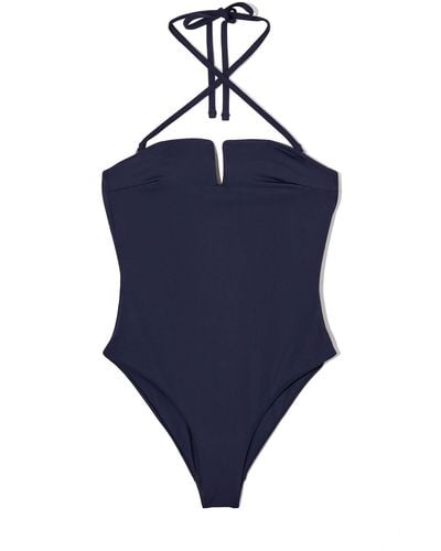 COS Halterneck Bandeau Swimsuit - Blue