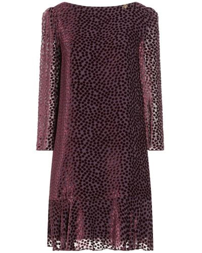 Blumarine Burgundy Mini Dress Viscose, Silk - Purple