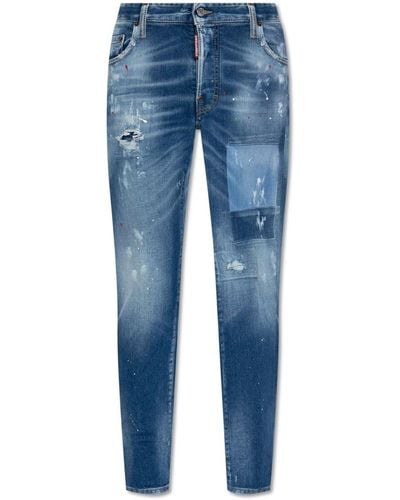DSquared² Jeans dritto con stampa vernice - Blu