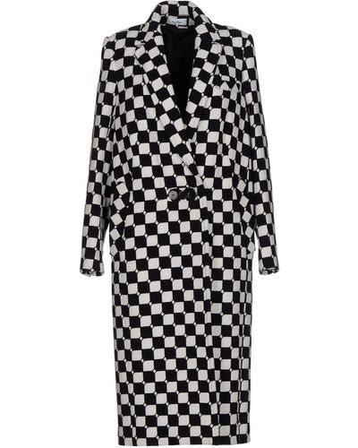 Courreges Checked Long Coat - White