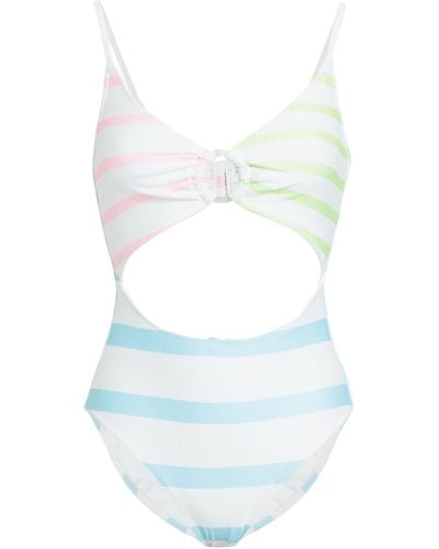 Solid & Striped One-piece Swimsuit - Blue