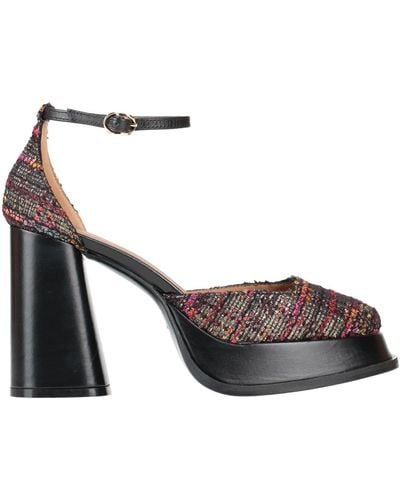 Roberto Festa Pumps Leather, Textile Fibers - Black