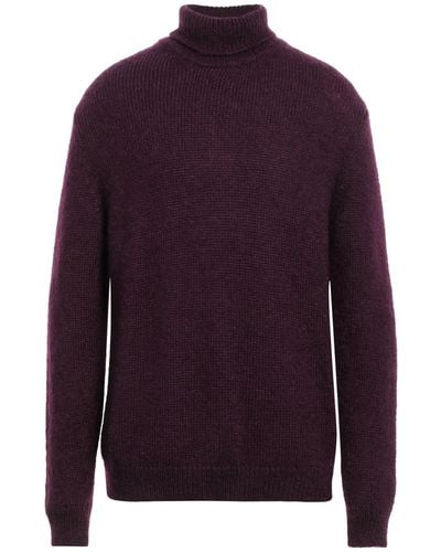Massimo Alba Deep Turtleneck Mohair Wool, Silk - Purple